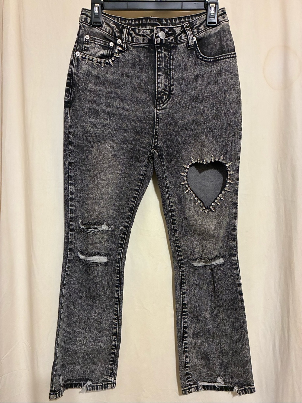 Blue B Rhinestone Heart Jeans